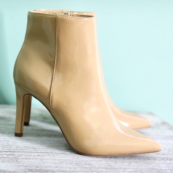 nude patent booties